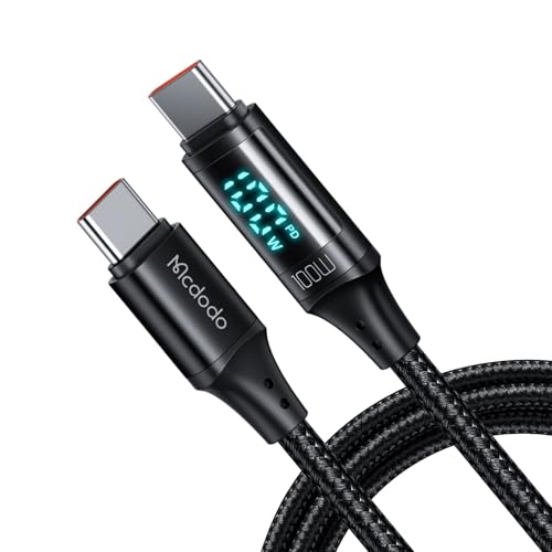 Mcdodo 100W USB C auf USB C Kabel Schnellladekabel Ladekabel mit LED Display PD 5A Kompatibel mit iPhone 15/15 Pro/15 Pro Max MacBook Pro Air iPad Pro von mcdodo