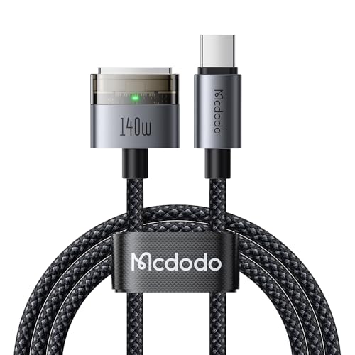 mcdodo USB C auf Mag Safe 3 Kabel 2M 140W Magnetisches Ladekabel für 2024 MacBook Pro 14"/16" M4 2025 MacBook Air 13"/15" M4, Schnellladung (USB C auf MagSafe 3-Schwarz) von mcdodo