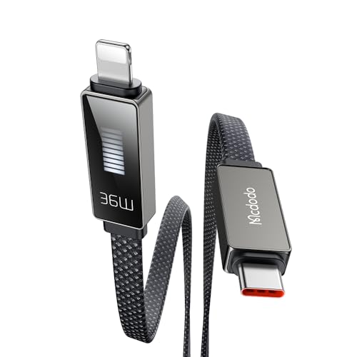 mcdodo USB C auf USB C Kabel,Neue Rhythmus Bildschirmanzeige 1.2 m,schnelles Aufladen Nylon Typ C Datenkabel für iPhone 15/iPad Pro/Air/Mini 6, Samsung S22/21/20/Note20, Switch (USB C auf Lightning) von mcdodo