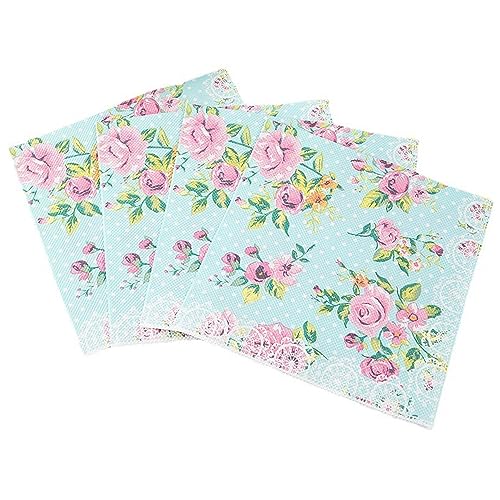 Blumen Servietten 2-lagig (33 x 33 cm) I 20 Stück I Perfekt für Geburtstage, Partys, Hochzeiten, Kommunion und Feiern I Papierservietten Bunt - Blätter, Rahmen, Ornament I Leaves Frame von mciskin
