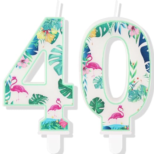 Flamingo-Kerzen zum 40. Geburtstag, Flamingo-Zahl 40 Kerzen für Kuchen, Flamingo-Hawaii-Kuchenaufsätze, Flamingo-Themen-Geburtstagstortendekorationen für Jungen, Mädchen, Kindergeburtstag Flamingo-Kerzen zum 40. Geburtstag, Flamingo-Zahl 40 Kerzen für Kuchen, Flamingo-Hawaii-Kuchenaufsätze, Flamingo-Themen-Geburtstagstortendekorationen für Jungen, Mädchen, Kindergeburtstag von mciskin