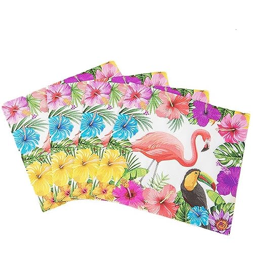 Flamingo Servietten 2-lagig (33 x 33 cm) I 20 Stück I Perfekt für Geburtstage, Partys, Hochzeiten, Kommunion und Feiern I Papierservietten Bunt - Blätter, Rahmen, Ornament I Leaves Frame von mciskin