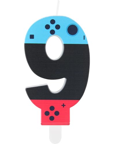 Geburtstagskerze mit Spielkontroller, Gaming-Party-Kerze, für Jungen und Mädchen 9th Geburtstagdekorationen, Blaue rote Zahl 9 Kerze, Spiel-Controller-Kuchenaufsatz für Geburtstagsdekorationen Geburtstagskerze mit Spielkontroller, Gaming-Party-Kerze, für Jungen und Mädchen 9th Geburtstagdekorationen, Blaue rote Zahl 9 Kerze, Spiel-Controller-Kuchenaufsatz für Geburtstagsdekorationen von mciskin