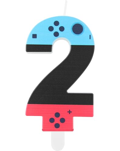 Geburtstagskerze mit Spielkontroller, Gaming-Party-Kerze, für Jungen und Mädchen 2nd Geburtstagdekorationen, Blaue rote Zahl 2 Kerze, Spiel-Controller-Kuchenaufsatz für Geburtstagsdekorationen Geburtstagskerze mit Spielkontroller, Gaming-Party-Kerze, für Jungen und Mädchen 2nd Geburtstagdekorationen, Blaue rote Zahl 2 Kerze, Spiel-Controller-Kuchenaufsatz für Geburtstagsdekorationen von mciskin