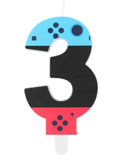 Geburtstagskerze mit Spielkontroller, Gaming-Party-Kerze, für Jungen und Mädchen 3rd Geburtstagdekorationen, Blaue rote Zahl 3 Kerze, Spiel-Controller-Kuchenaufsatz für Geburtstagsdekorationen Geburtstagskerze mit Spielkontroller, Gaming-Party-Kerze, für Jungen und Mädchen 3rd Geburtstagdekorationen, Blaue rote Zahl 3 Kerze, Spiel-Controller-Kuchenaufsatz für Geburtstagsdekorationen von mciskin