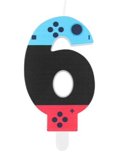 Geburtstagskerze mit Spielkontroller, Gaming-Party-Kerze, für Jungen und Mädchen 6th Geburtstagdekorationen, Blaue rote Zahl 6 Kerze, Spiel-Controller-Kuchenaufsatz für Geburtstagsdekorationen Geburtstagskerze mit Spielkontroller, Gaming-Party-Kerze, für Jungen und Mädchen 6th Geburtstagdekorationen, Blaue rote Zahl 6 Kerze, Spiel-Controller-Kuchenaufsatz für Geburtstagsdekorationen von mciskin