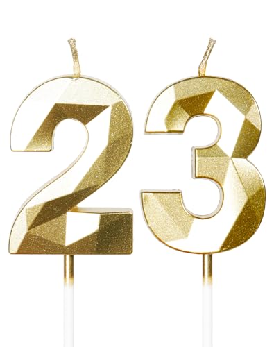 Gold Kerzen Zum 23. Geburtstag - 3D Zahl 23 Kerze Für Kuchen, Junge Mädchen Geburtstag Dekorationen, Kuchendekorationen Für Geburtstagsfeier Hochzeitstag Gold Kerzen Zum 23. Geburtstag - 3D Zahl 23 Kerze Für Kuchen, Junge Mädchen Geburtstag Dekorationen, Kuchendekorationen Für Geburtstagsfeier Hochzeitstag von mciskin