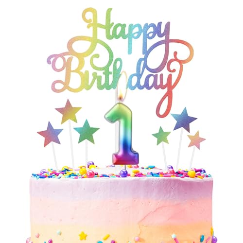 Regenbogen 1st Geburtstag Kerzen, Regenbogen Zahl 1 Kerze für Kuchen, Regenbogen Happy Birthday Kerze Kuchen Toppers, Bunte Kuchen Kerzen Kuchen Toppers für Mädchen Jungen 1st Geburtstag Dekorationen Regenbogen 1st Geburtstag Kerzen, Regenbogen Zahl 1 Kerze für Kuchen, Regenbogen Happy Birthday Kerze Kuchen Toppers, Bunte Kuchen Kerzen Kuchen Toppers für Mädchen Jungen 1st Geburtstag Dekorationen von mciskin