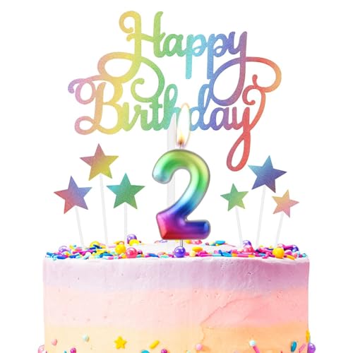 Regenbogen 2nd Geburtstag Kerzen, Regenbogen Zahl 2 Kerze für Kuchen, Regenbogen Happy Birthday Kerze Kuchen Toppers, Bunte Kuchen Kerzen Kuchen Toppers für Mädchen Jungen 2nd Geburtstag Dekorationen Regenbogen 2nd Geburtstag Kerzen, Regenbogen Zahl 2 Kerze für Kuchen, Regenbogen Happy Birthday Kerze Kuchen Toppers, Bunte Kuchen Kerzen Kuchen Toppers für Mädchen Jungen 2nd Geburtstag Dekorationen von mciskin