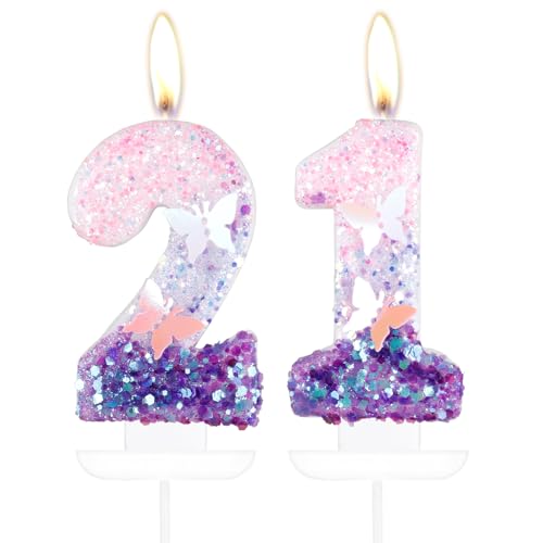 Schmetterling Zahl 21 Kerzen für Kuchen, 21 Geburtstag Schmetterling Kuchen Kerzen Cake Topper Mädchen 21. Geburtstag Kuchen Dekorationen, Lila Rosa Schmetterling Geburtstagskerzen, Lila Schmetterling Schmetterling Zahl 21 Kerzen für Kuchen, 21 Geburtstag Schmetterling Kuchen Kerzen Cake Topper Mädchen 21. Geburtstag Kuchen Dekorationen, Lila Rosa Schmetterling Geburtstagskerzen, Lila Schmetterling von mciskin