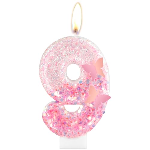 Schmetterling Zahl Kerzen, Rosa Farbverlauf 24. Kerzen, Geburtstag Zahl 9 Kerzen Kuchen Topper für Mädchen Jungen Baby Geburtstag Schmetterling Schmetterling Zahl Kerzen, Rosa Farbverlauf 24. Kerzen, Geburtstag Zahl 9 Kerzen Kuchen Topper für Mädchen Jungen Baby Geburtstag Schmetterling von mciskin