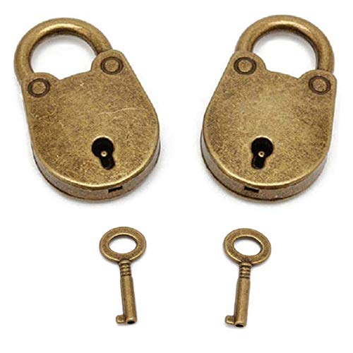 mciskin Mini-Vorhängeschloss im antiken Vintage-Stil, Archaisierung, Schlüsselschloss mit Schlüssel, Mini-Bronze, antikes Vorhängeschloss, 2 Sets (Bär) von mciskin