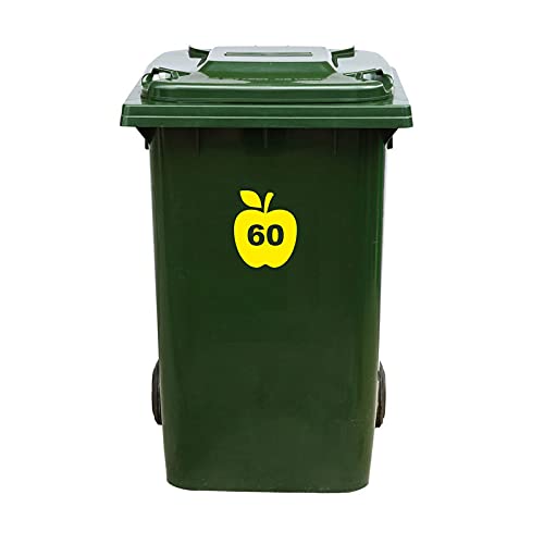 Kliko Aufkleber / Müllkasten Aufkleber - Apfel - Nummer 60 - 16,5x20 - Gelb von mcliving