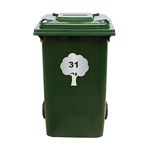 Kliko Aufkleber / Müllkasten Aufkleber - Baum - Nummer 31 - 16,5x18,5 - Silber von mcliving