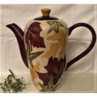 Vintage Hohe Große Kaffee Teekanne Von Huesnbrews - Herbstlaub Muster Made in China Selten von mcselective