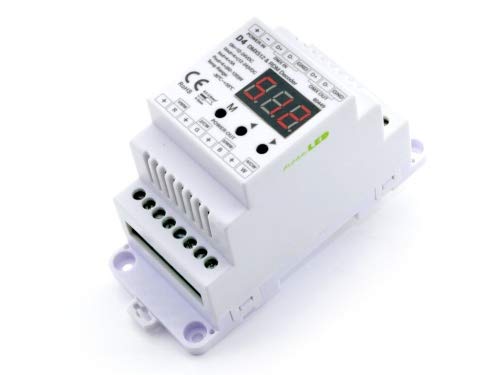 meanLED D4 4-Kanal Constant Voltage DMX512 & RDM Decoder 12-24V RGBW dimmer Controller für Hutschiene 4CH 5A/CH Auto Funktion 2 PWM Frequenzen 2000Hz/ 200Hz von meanLED