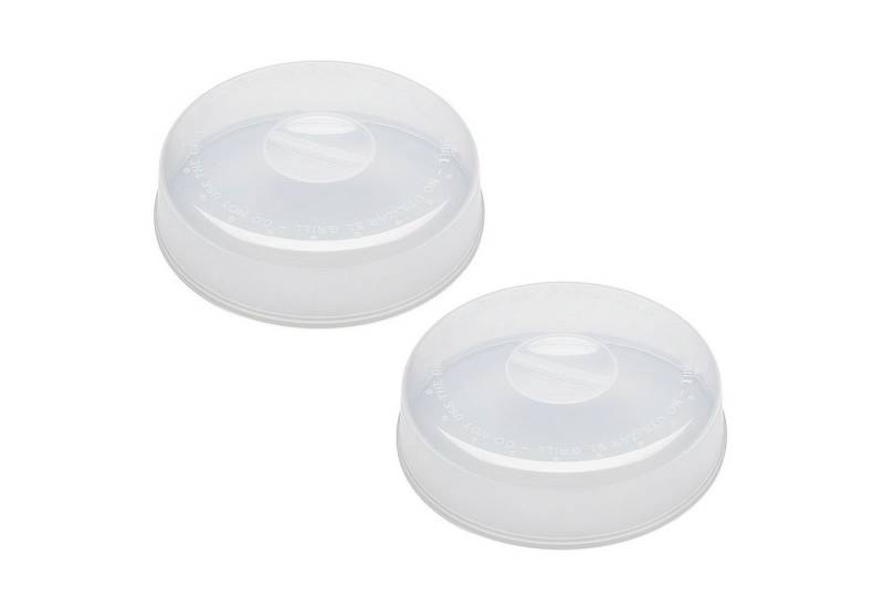 meberg Frischhaltedeckel Mikrowellendeckel flach 2er Set 26,5 cm BPA frei Kunststoff, (Abdeckung Mikrowelle, transparent Mikrowellebabdeckung), Mikrowellenabdeckhaube Mikrowellenhaube von meberg