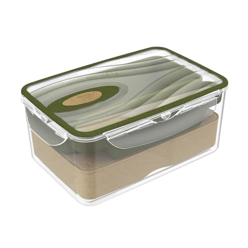 meberg Lunchbox Bento-Box Auslaufsicher Mikrowellen geeignet Brotdoese mit 2 Innenfächern, Sossenbehälter und Besteck. Dampfventil. Spülmaschinengeeignet von meberg