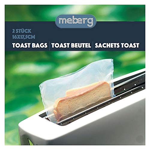 meberg NOSTL01 Toastbeutel 2 STK. 50x wiederverwendbar transparent antihaftbeschichtet hitzebeständig Toastertaschen Sandwich-Taschen Toasterbag von meberg