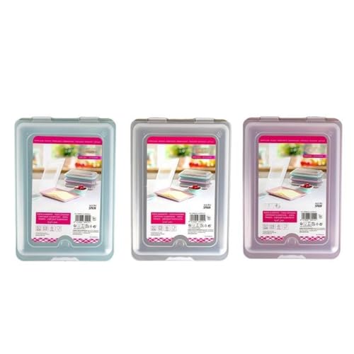 meberg PF40346_pastell_x3 Hochwertige Aufschnittboxen 3er Set Pastell Wurstbox Wurstdose platzsparend stapelbar Stapelboxen Vorratsdosen integrierte Servierplatte Frischhaltedose (Pastell) von meberg