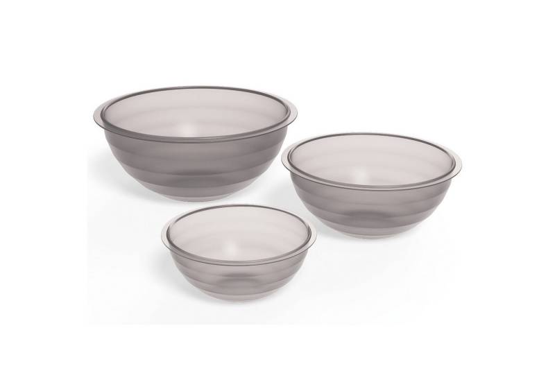 meberg Salatschüssel Set Design Schüsseln in Glasoptik, hochwertiger Kunststoff BPA frei, (3-teiliges Salatschüsselset Bruchfest, 3-tlg), Kunststoffschüsseln Servierschalen modern Schüsselset Obstschüsseln von meberg