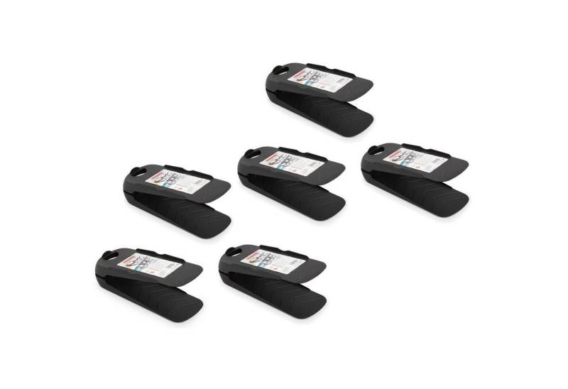 meberg Schuhregal Schuhgestell Schwarz 3er od. 6er Set Kunststoff 28 cm, Stapelsystem Halter Schuhregalsystem Ordnung 6-tlg., Schuhschrank Regal Schuhhalter platzsparend von meberg
