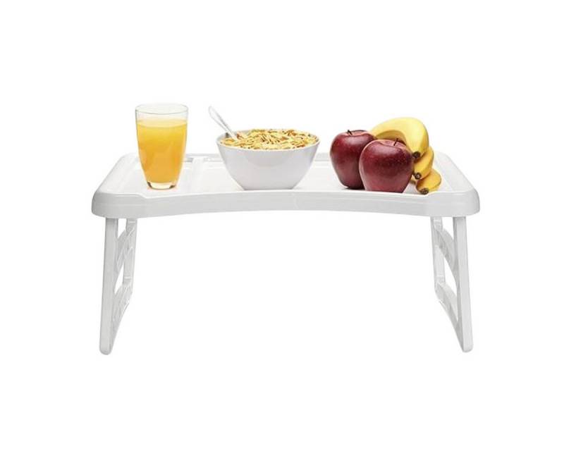 meberg Tabletttisch Tablett klappbar Kunststoff Weiß 51 cm Bett-Tablett (leicht zu reinigen Kunststofftablett modern, leicht zu reinigen Kunststofftablett moder), Tischtablett stabile Ablage für Frühstück im Bett Sofa Couch von meberg