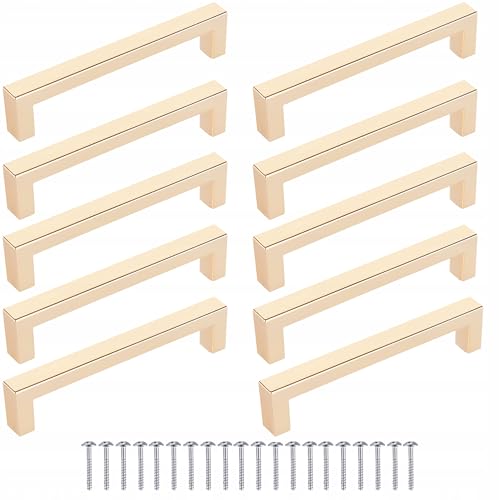 Meblando Möbelgriffe Set 10 Stück, schrankgriffe- griffe für küchenschränke Gold, 160 mm griffe möbel- türgriffe küche, universal schubladengriffe und küchengriffe Kleiderschrank von meblando.pl