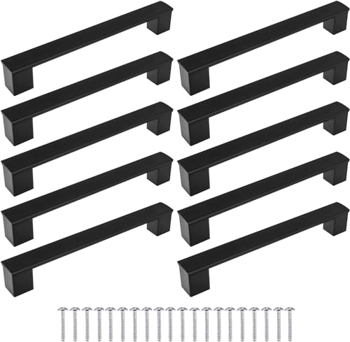 Meblando Möbelgriffe Set 10 Stück, schrankgriffe- griffe für küchenschränke Schwarz, 128 mm griffe möbel- türgriffe küche, universal schubladengriffe und küchengriffe Kleiderschrank Griff von meblando.pl