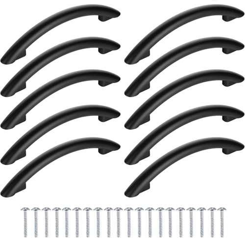 Meblando Möbelgriffe Set 10 Stück, schrankgriffe- griffe für küchenschränke Schwarz matt, 96 mm griffe möbel- türgriffe küche, schubladengriffe und küchengriffe Kleiderschrank bogenförmiger Griff von meblando.pl