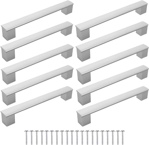 Meblando Möbelgriffe Set 10 Stück, schrankgriffe- griffe für küchenschränke Silber, 128 mm griffe möbel- türgriffe küche, universal schubladengriffe und küchengriffe Kleiderschrank Griff von meblando.pl