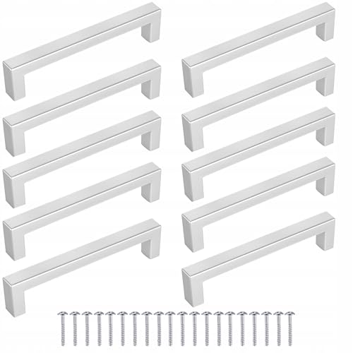 Meblando Möbelgriffe Set 10 Stück, schrankgriffe- griffe für küchenschränke silber, 128 mm griffe möbel- türgriffe küche, universal schubladengriffe und küchengriffe Kleiderschrank von meblando.pl