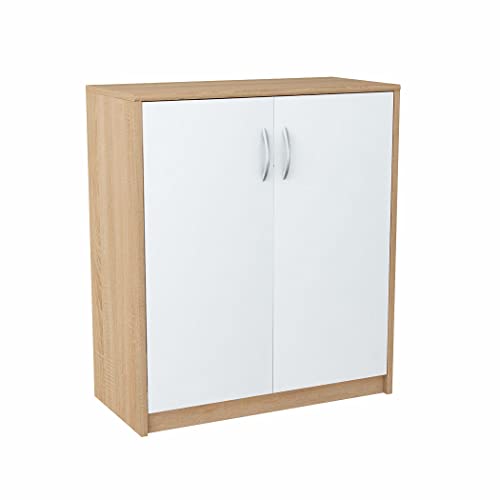 Meblando allzweckschrank 74 x 35 x 85 cm, kleiderschrank weiß und Eiche, mehrzweckschrank- aktenschrank oder Flur möbel, kommode - Schrank 74 cm breit, hohe Qualität von meblando.pl