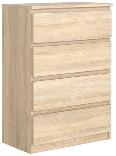 meble masztalerz Kommode Eiche-Sonoma Matt mit 4 Schubladen 70 cm, Sideboard Wohnzimmer, Kommode Schlafzimmer H: 102 cm, B: 70 cm, T: 39 cm Kommode mit Schubladen, Schubladenschrank von meble masztalerz