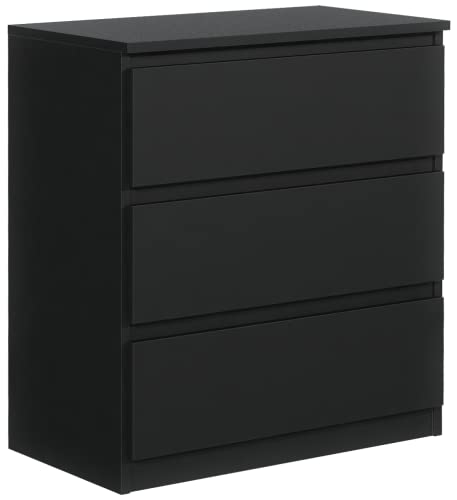 meble masztalerz Kommode Schwarz Matt mit 3 Schubladen 70 cm, Sideboard Wohnzimmer, Kommode Schlafzimmer H: 78,5 cm, B: 70 cm, T: 39 cm Kommode mit Schubladen, Schubladenschrank von meble masztalerz
