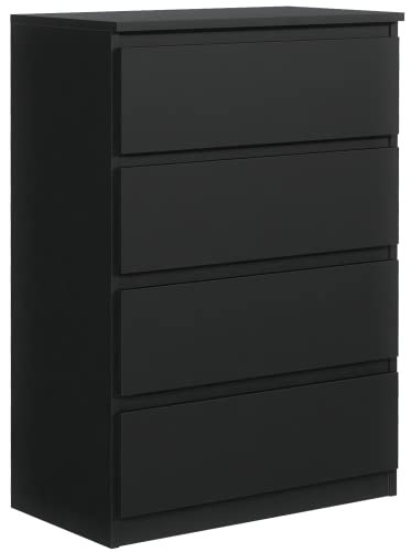 meble masztalerz Kommode Schwarz Matt mit 4 Schubladen 70 cm, Sideboard Wohnzimmer, Kommode Schlafzimmer H: 102 cm, B: 70 cm, T: 39 cm Kommode mit Schubladen, Schubladenschrank von meble masztalerz