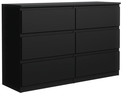 meble masztalerz Kommode Schwarz mit 6 Schubladen 120 cm, Sideboard Wohnzimmer, Kommode Schlafzimmer H: 78,5cm, B: 120 cm, T: 39 cm, Kommode mit Schubladen, Schubladenschrank von meble masztalerz