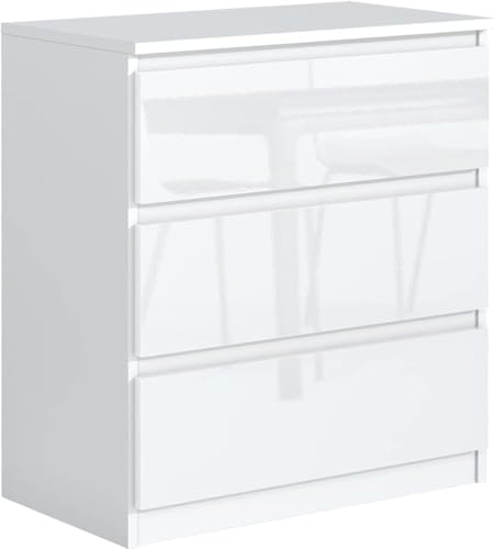 meble masztalerz Kommode Matt mit 3 Schubladen 70 cm, Sideboard Wohnzimmer, Kommode Schlafzimmer H: 78,5 cm, B: 70 cm, T: 39 cm Kommode mit Schubladen, Schubladenschrank (Weiß Glänzendes) meble masztalerz Kommode Matt mit 3 Schubladen 70 cm, Sideboard Wohnzimmer, Kommode Schlafzimmer H: 78,5 cm, B: 70 cm, T: 39 cm Kommode mit Schubladen, Schubladenschrank (Weiß Glänzendes) von meble masztalerz