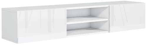 meble masztalerz TV Hängeschrank Weiss Hochglanz mit 2 Ablagen und 2 Türen, 120 cm, Lowboard, TV Schrank, Wohnzimmer Möbel von meble masztalerz