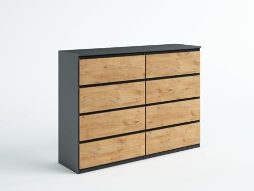 meble masztalerz Kommode Anthrazit/Lancelot Matt mit 8 Schubladen - 120 x 101,5 x 39 cm - Sideboard Wohnzimmer, Schlafzimmer - Schubladenschrank - Komodenschrank von meble masztalerz