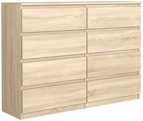 meble masztalerz Kommode Eiche-Sonoma Matt mit 8 Schubladen - 120 x 101,5 x 39 cm - Sideboard Wohnzimmer, Schlafzimmer - Schubladenschrank - Komodenschrank von meble masztalerz