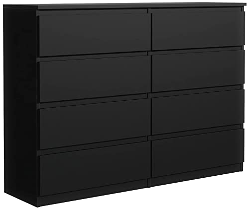 meble masztalerz Kommode Schwarz Matt mit 8 Schubladen - 120 x 101,5 x 39 cm - Sideboard Wohnzimmer, Schlafzimmer - Schubladenschrank - Komodenschrank von meble masztalerz