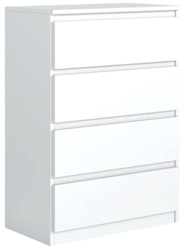 meble masztalerz Kommode Weiss Matt mit 4 Schubladen 70 cm, Sideboard Wohnzimmer, Kommode Schlafzimmer H: 102 cm, B: 70 cm, T: 39 cm Kommode mit Schubladen, Schubladenschrank von meble masztalerz