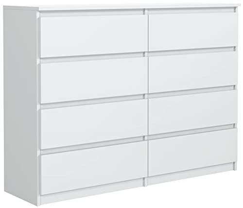 meble masztalerz Kommode Weiss Matt mit 8 Schubladen - 120 x 101,5 x 39 cm - Sideboard Wohnzimmer, Schlafzimmer - Schubladenschrank - Komodenschrank von meble masztalerz