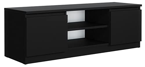 meble masztalerz TV Schrank Schwarz Matt mit 2 Ablagen und 2 Türen, 120 cm, Lowboard, Stehender RTV Schrank, Wohnzimmer Möbel von meble masztalerz