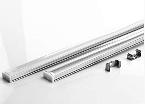 ALU-Profil 1m "AUFBAU-SL" klarer Klick-Abdeckung inkl. Endkappen und Halterungen. Kühlkörper für LED Streifen, LED Bänder bis max. 13mm. Sehr Flach 7mm (10er Set 2m klar) von MEC Light
