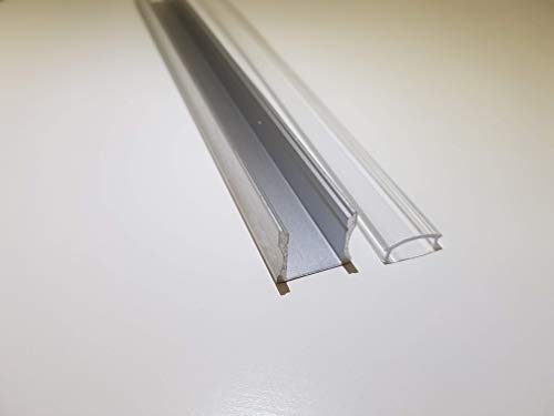 LED ALU-Profil 2m AUFBAU-H mit klarer Transparenter Klick-Abdeckung inkl. Endkappen und Halterungen für bis zu 13mm LED Streifen, Ideal als Kühlkörper für Streifen(2m Klar) von MEC Light