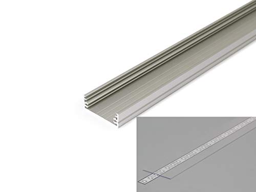 MEC Light LED Profil 3,2cm breit Aluminium eloxiert für LED Streifen 2m inkl. Abdeckung klar UV beständig, für LED Bänder bis max. 29,8mm. (Silber, 2m klar) von MEC Light