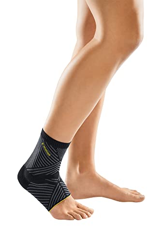 medi Levamed E+motion 3.0 sportliche Sprunggelenkbandage mit extradünner 3D Silikon-Quarz-Pelotte | Größe: II | Angenehmes Sockenbündchen | Große Dehnungszone | inkl. Anziehilfe von medi