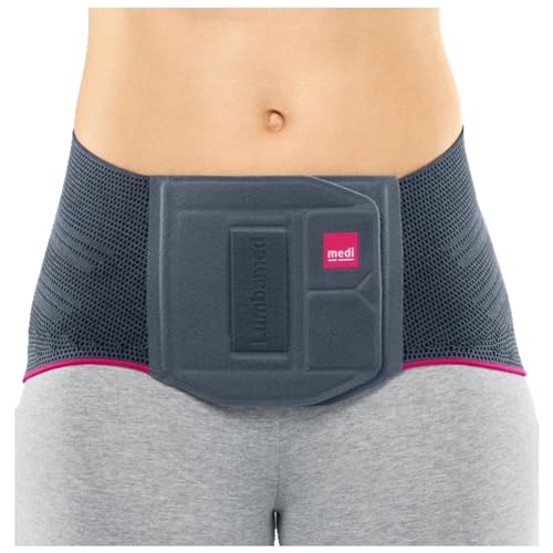 medi Lumbamed Plus Rückenbandage für Damen - Lumbalstützorthese zur Stabilisierung mit Vario-Flex-Pelotte - Farbe: Silber - Größe: III - Feuchtigkeitsregulierend und Atmungsaktiv von medi